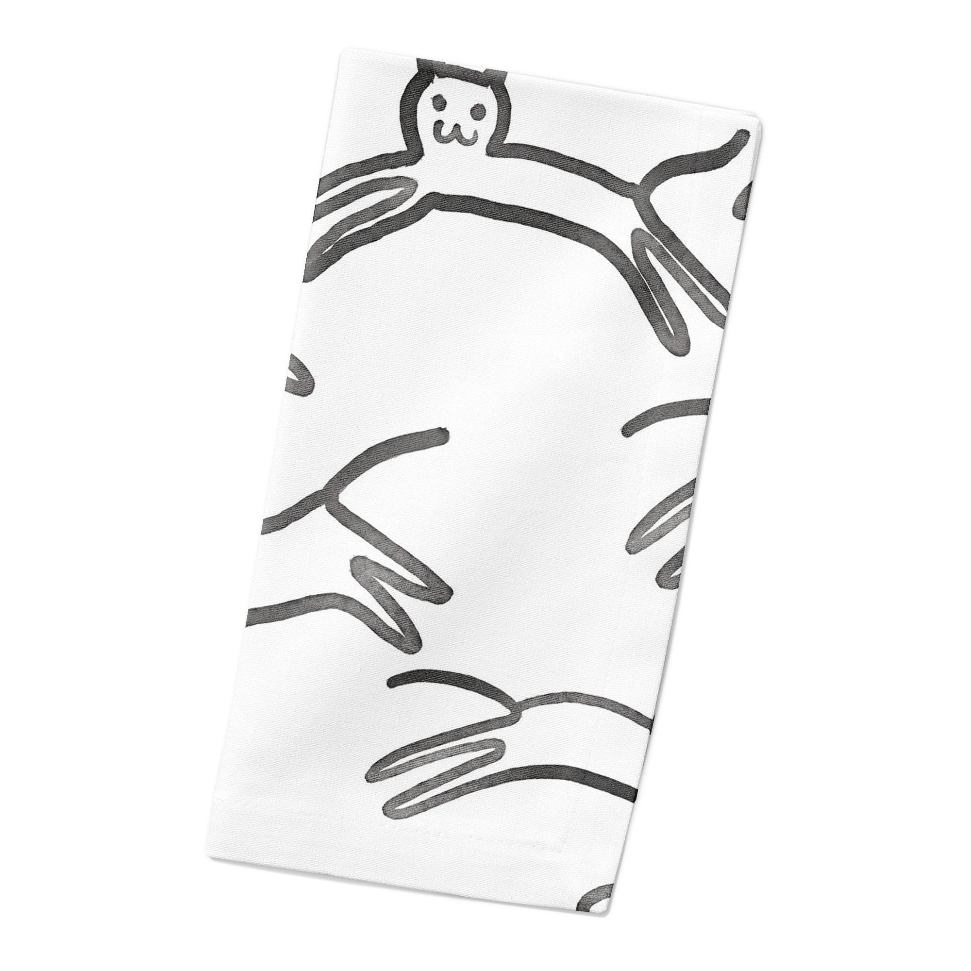Leaping Cat Pattern I 10" x 10" Cotton Twill Napkin